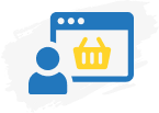 User icon next to an online shopping basket in a browser window for website EWI store